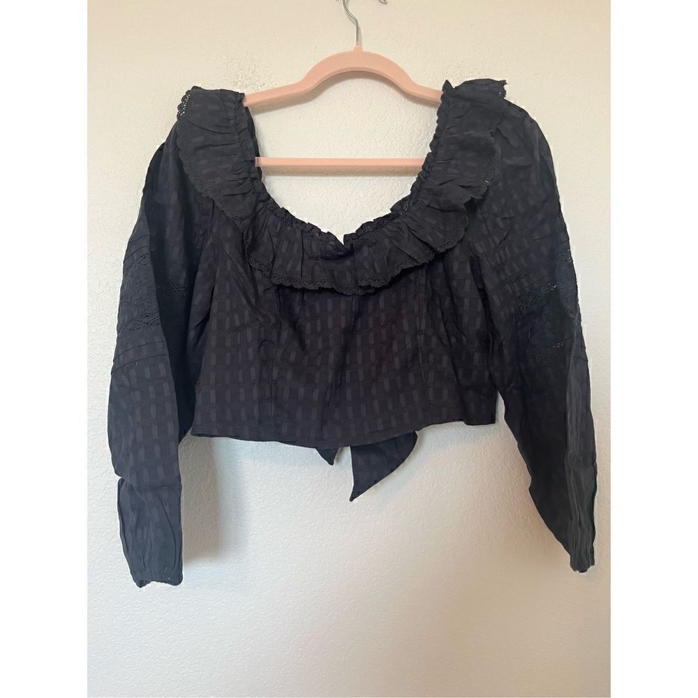 American Eagle Cropped Tie Back Long Sleeve Top - New